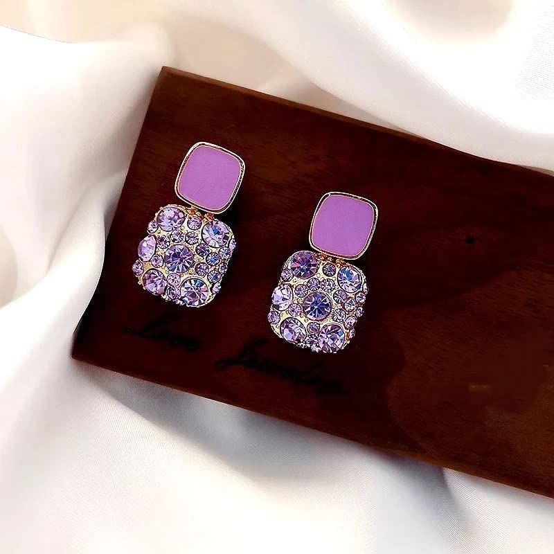 Small Diamond stud Earrings for women korean style drop diamond earrings Alloy Drops & Danglers